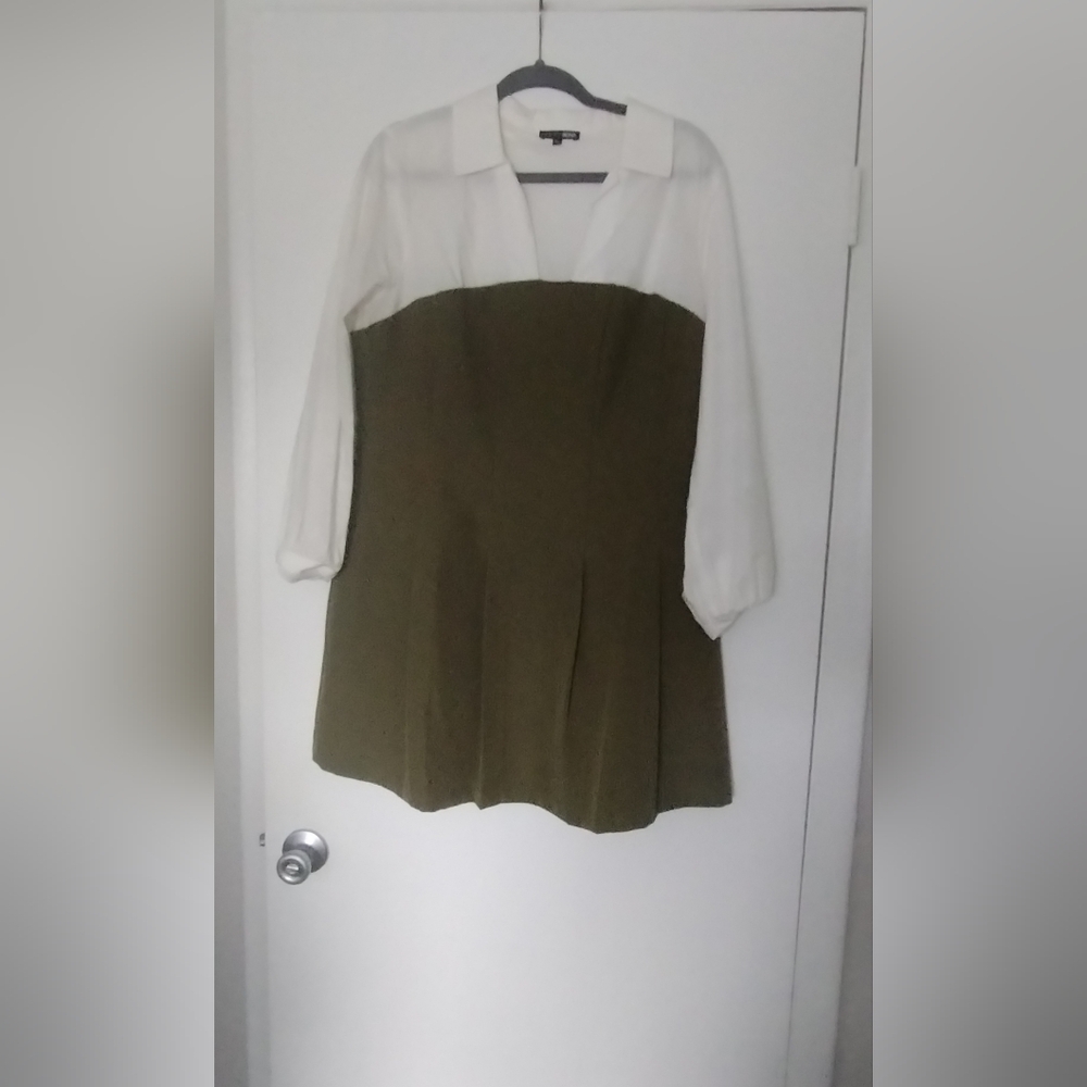Fashion Nova Elegant White and Olive Dress Size XL
